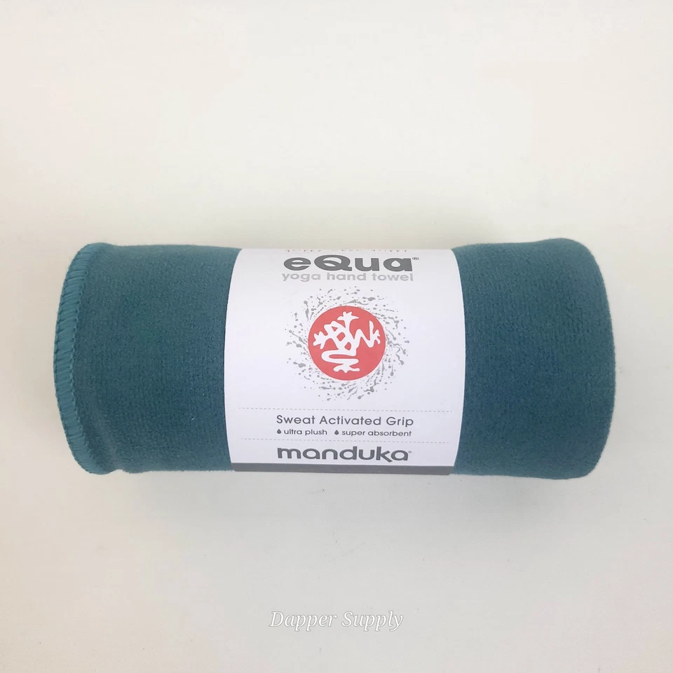 Manduka eQua Yoga Hand Towel Sage Solid Microfiber 26.5x16" Sweat Activated - Image 2 of 4