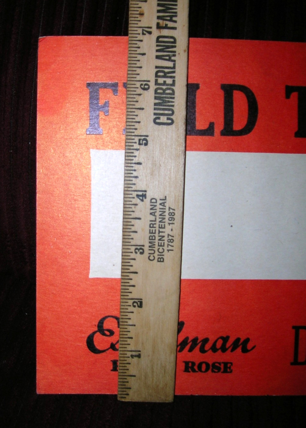 Eshelman Red Rose Dog Food Cardboard - Dog Field Trials Sign Vintage 12.5 x 7"