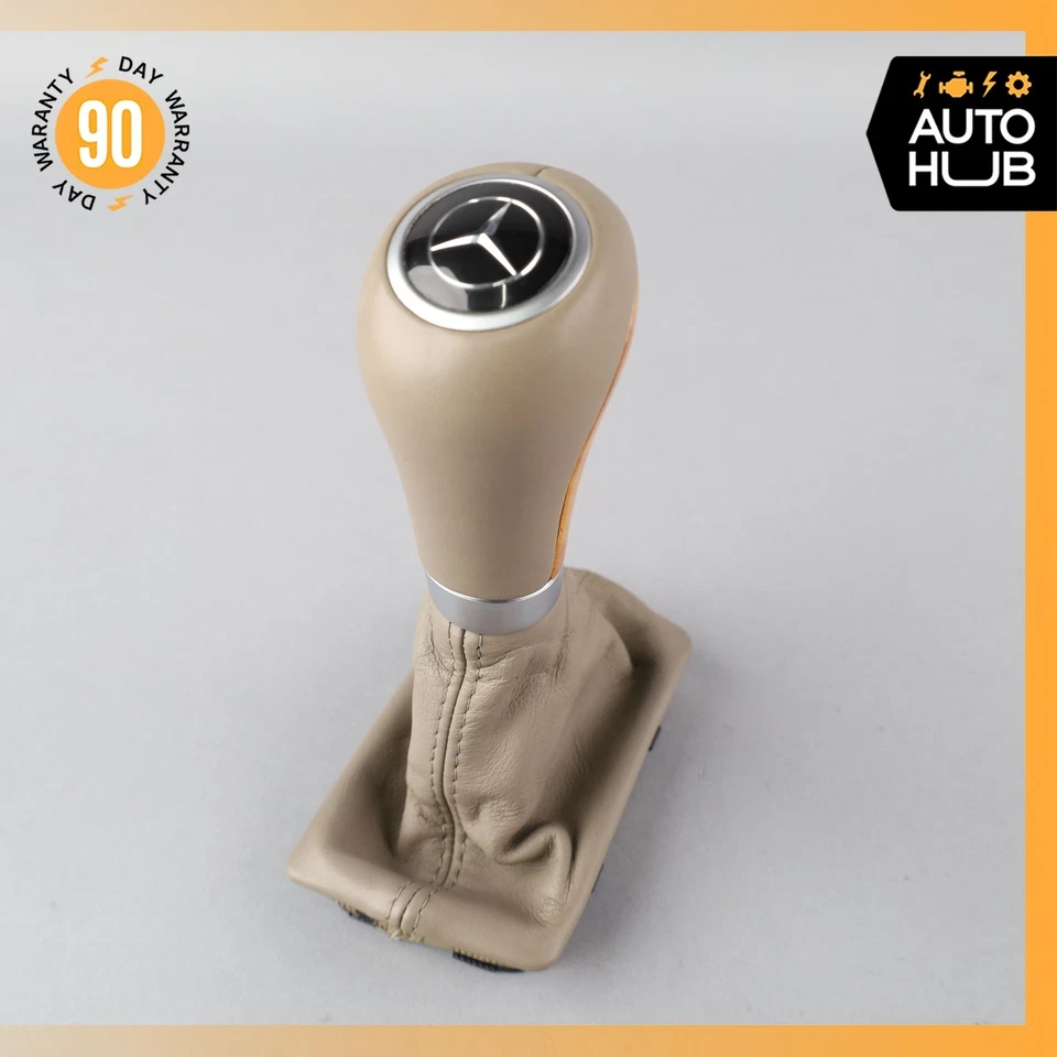 03-12 Mercedes R230 SL500 SL55 AMG Shifter Shift Knob Boot Cover Beige OEM - Image 2 of 4