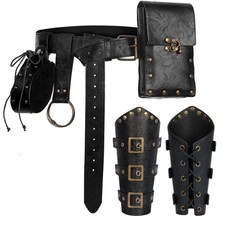 Renaissance Belt Pouch Set Medieval Pirate Ren Faire Accessories Includes V...