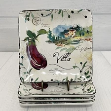 Dash Of That Villa Julie Paton Square Dessert Or Bread Plates 6” Set Of 4