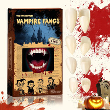 Vampire Teeth Fangs, 4 Pairs Vampire Fangs for Cosplay, Halloween Fake Teeth wit
