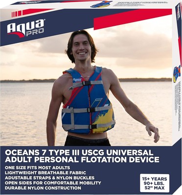 Oceans 7 US Coast Guard Approved Life Blue/Red/Yellow   Universal Adult 