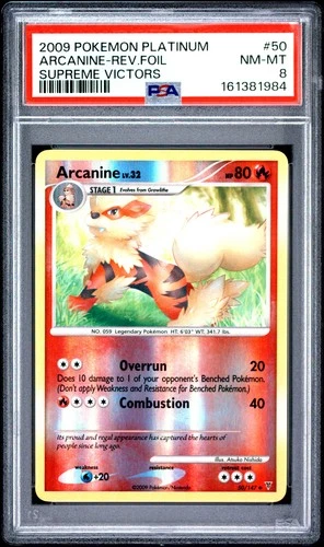 Pokemon Arcanine Reverse Holo Supreme Victors 50/147 PSA 8