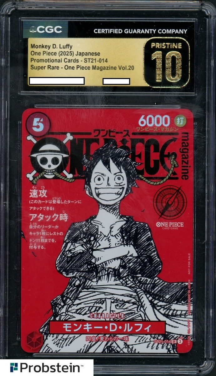 CGC 10 Pristine Monkey D. Luffy ST21-014 One Piece Magazine Vol.20