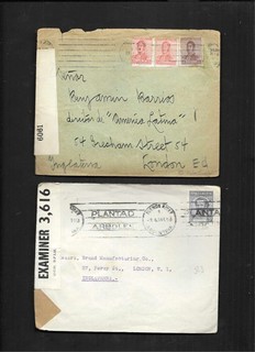 ARGENTINA 1917 1941 3xCOVERS INC WWI CENSORED AND WWII CENSORED AIR MAIL GU.