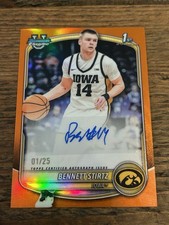 2025-26 Bowman Basketball Bennett Stirtz Iowa Chrome Orange Refractor Auto 1/25