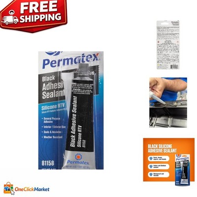 Ultra-Durable Black Silicone Adhesive Sealant, 3 oz Tube for Indoor/Outdoor Use