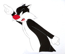 HUGE - SYLVESTER CAT Tweety Bird Warner Brothers 1997 ORIGINAL PRODUCTION CEL