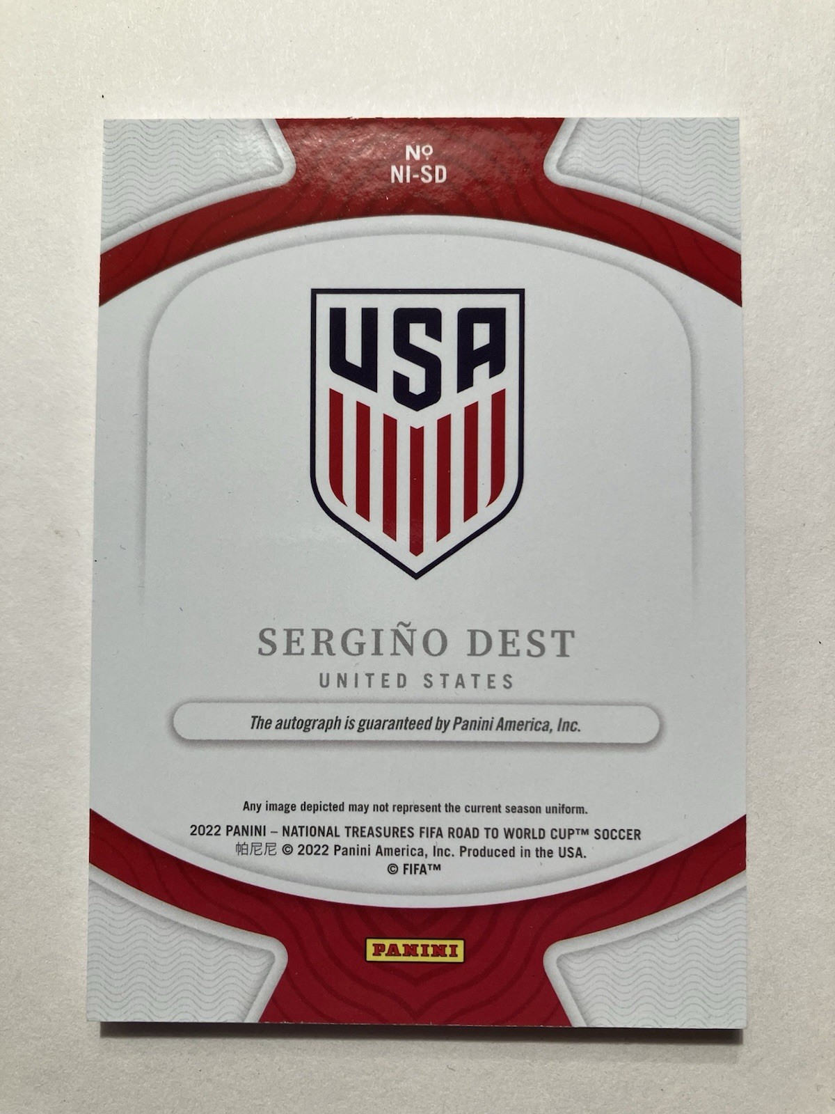 2022 Panini National Treasures Sergino Dest Archives Ink On Card Auto /99 #NI-SD view 3