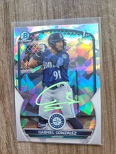 Gabriel Gonzalez Signed 2023 Bowman Baseball Card BCP133 Twins Refractor Atomic