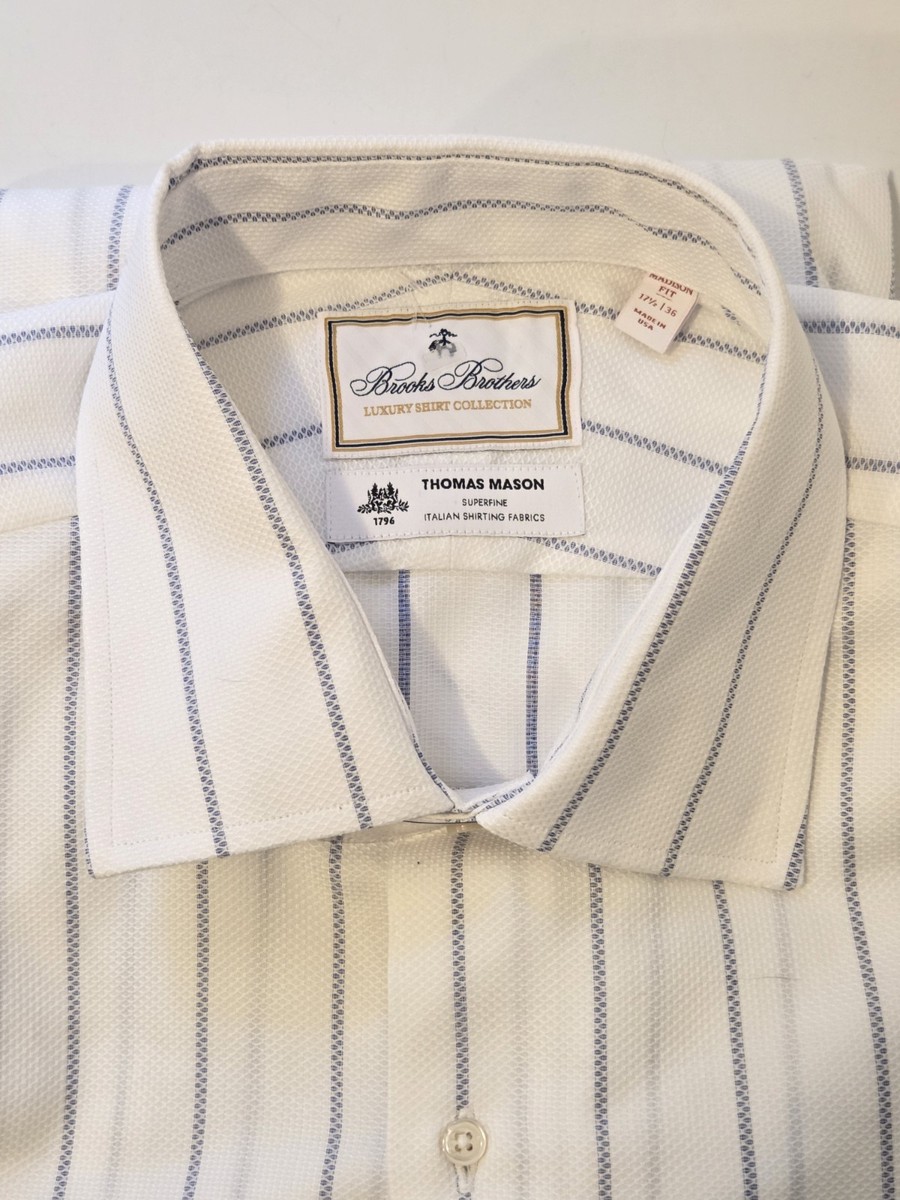 brooks brothers madison fit dress shirts Brooks Brothers Thomas Mason Madison Dress Shirt Mens 17 1/2 ~ 36 NEW NWT  $168