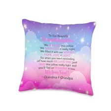granddaughter gifts from grandma and grandpa pink purple Throw Pillow 16x16