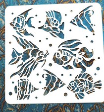 Tropical Fish Stencil For Painting - 7X7" - Beach Marine Life Aquatic Ocean Sea