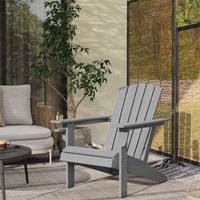 Outsunny Adirondack Gartenstuhl Mit GeträNkehalter Balkonstuhl Hdpe Grau