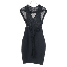 CHANEL Sleeveless lace dress Black Size 38 Used