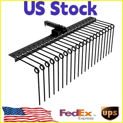 48'' Pine Straw Rake,Steel Spring Tine Landscape Rake for 2''Receiver,Lawn Tractor
