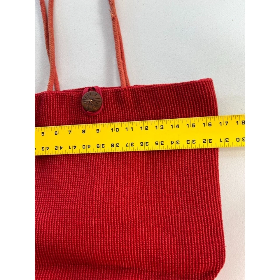 Bolso de hombro World Market para mujer rojo yute algodón cubo picnic cartera grande Foto 2 de 4