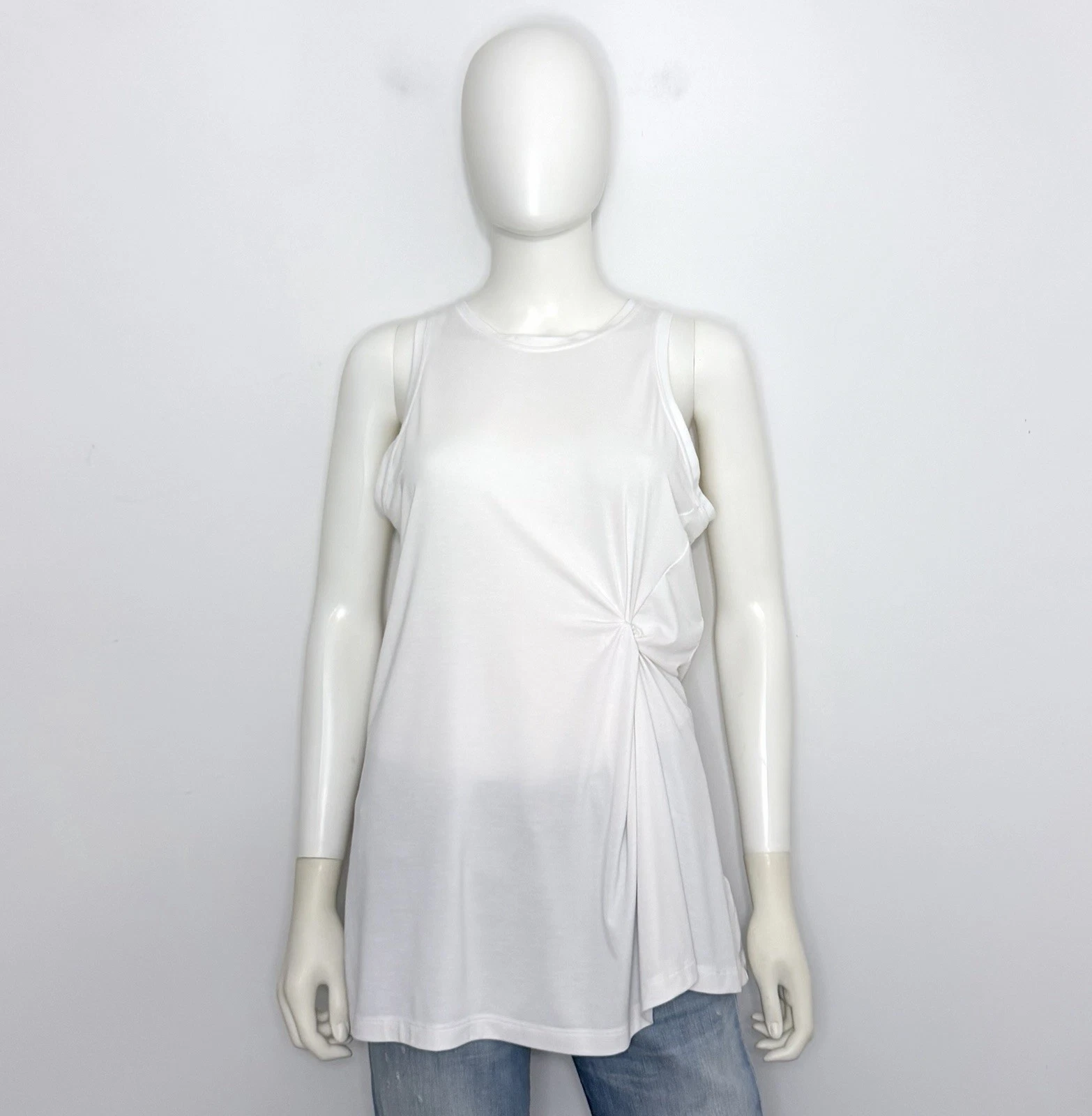 Athleta Radiate Womens Tank Top M White Crew Neck Sleeveless Breathable Logo