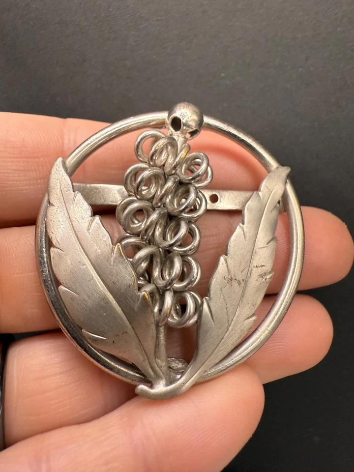 Vintage Art Nouveau  Floral Belt Buckle Silver Tone - Image 2 of 4