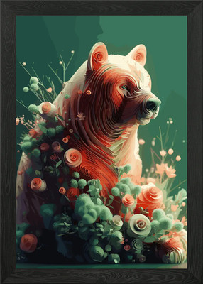 Bear 3D Illustration Framed Wall Art Poster Canvas Print Picture