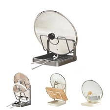 Kitchen Pot Lid Storage Rack, Pot Lid Organizer with Removable Tray Single Grey