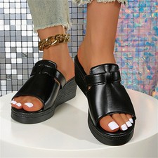 Women's Wedge Platform Summer Slide Open Toe Lightweight Casual Sandals Slippers