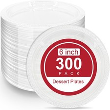300 Pack Clear Plastic Plates - 6 Inch Dessert Plates Disposable, Durable