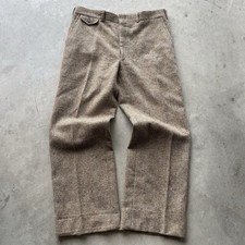 Polo Ralph Lauren Pants Mens 36x30 Brown Herringbone Wool Tweed Vintage Lined