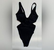 AERIE Swimsuit Women  s Small Black One Piece Cutout Monokini American Eagle MED