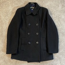 Schott Bros NY Women's Black U.S. Wool Pea Jacket Coat S USA Made 740N 8 Buttons