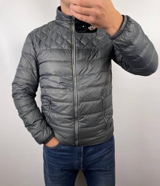 Men Charles Voegele Jacket Grey Micro Puffer 38 /