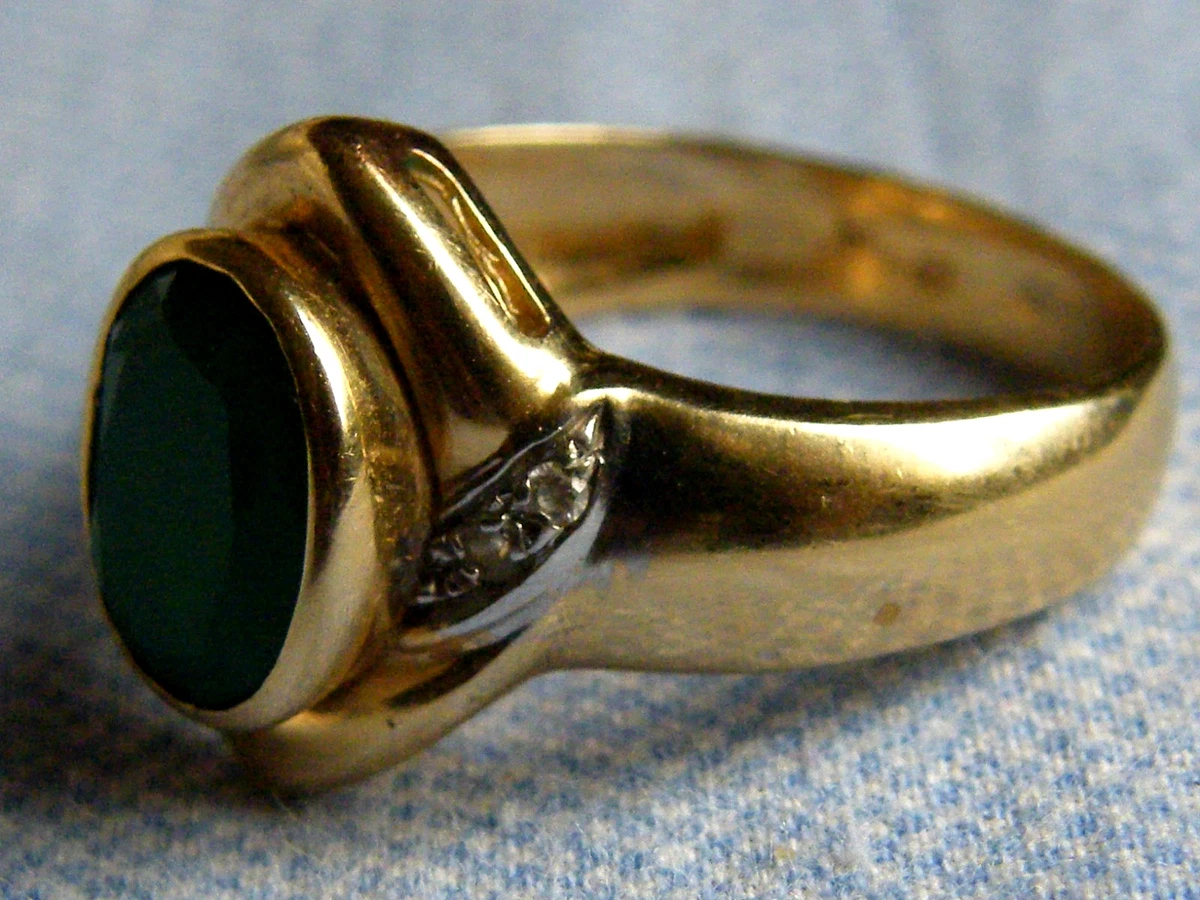 BAGUE ANNEAU SERTI DE STRASS VERT ACIER INOXYDABLE GOLD PETIT PRIX