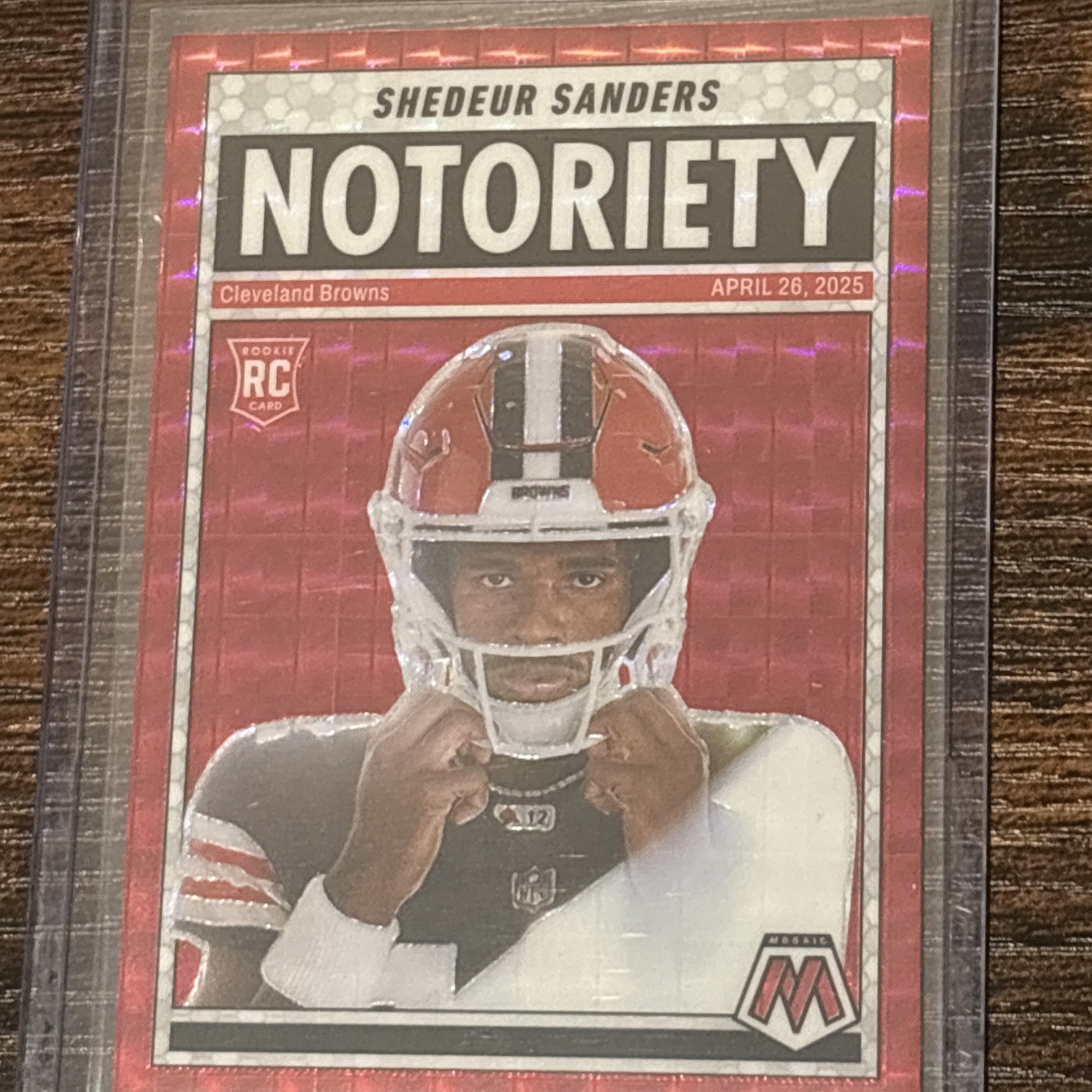 2025 Panini Mosaic Football Notoriety #13 Shedeur Sanders Mosaic Red Prizm RC
