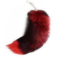 Fox Tail Fur Keychain Cosplay Furry Tails Soft Bag Hanging Charm Key Handbag ...