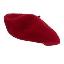 Red Wool Felt Beret Parisian French Style Artist Hat Solid Red One Size