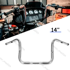 14" Rise 1-1/4" Chrome Ape Hanger Handlebar For Harley Softail FLST Sportster