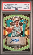 Lamelo Ball 2020 Select Rookie Signatures Neon Green Rookie Auto /99 PSA 9