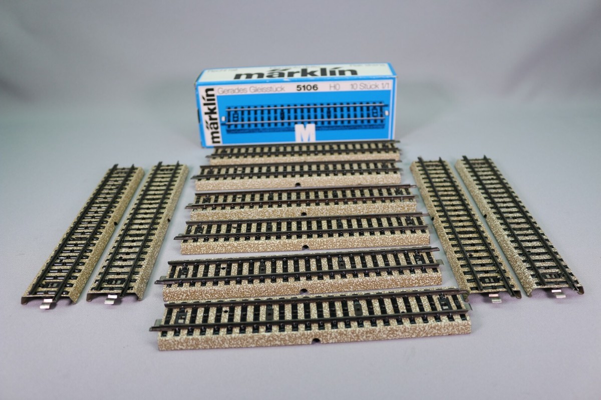 ZL080 Marklin train Ho Rail 5106 Boite 10 element droit M