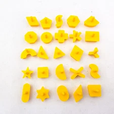 Vintage Perfection 1990 Game Yellow Pegs Shapes 25 Pieces Replacement Parts