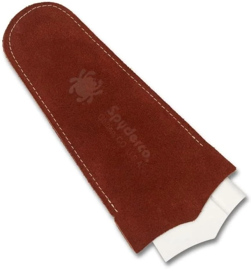 Afilador de piedra dorada Spyderco 308F con estuche de cuero Foto 3 de 3