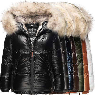 Navahoo Damen Winter Jacke Kurz Mantel Stepp Parka Kunstfell