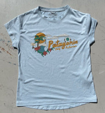 Kid's Patagonia T-Shirt Blue Spell-Out Logo M 10 Surf Beach Breath Active Light