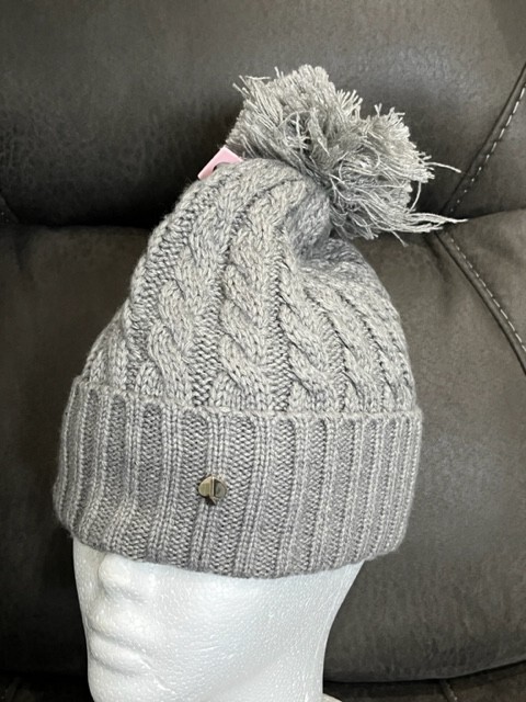 Kate Spade New York Cable Knit Pom Pom Hat Grey Kate Spade New York Cable Knit Pom Beanie Hat | Mercari main image 3