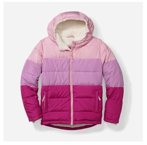 Down Hooded Sherpa Winter Jacket, Size 