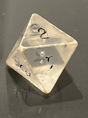 Older vintage Armory d8 clear gem w/ black dice rpg ad&d 123124@