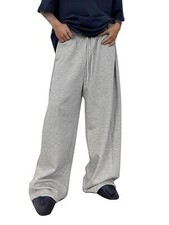 Men's Baggy Pants Wide Leg Drawstring Waist Loose Sweatpants with Pockets NEW