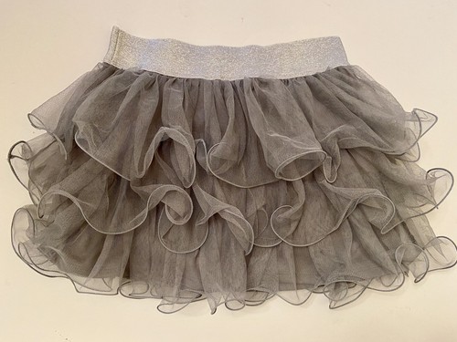 NWOT Girl 10 JUSTICE Gray/Silver Sparkle Glitter Banded Tiered SKIRT with SHORTS - Picture 4 of 4