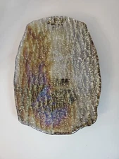 Pomegranate Romos Amber Serving Dish Pearlized Gold Glass Dish 14"X9.5" Huge