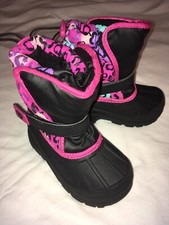 ATHLETECH Glitter Pink Black Leopard Print Child s Snow Boots Sz 6